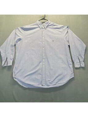 Ralph Lauren Button Down Shirt  Mens  3XLT   Blue Navy  Check Long Sleeve Tall